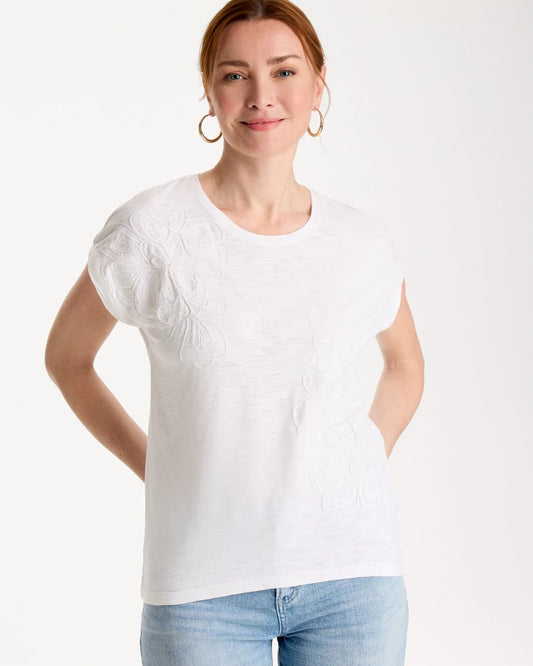 Chico's Quality | Cotton Slub Embroidered Wedge Tee