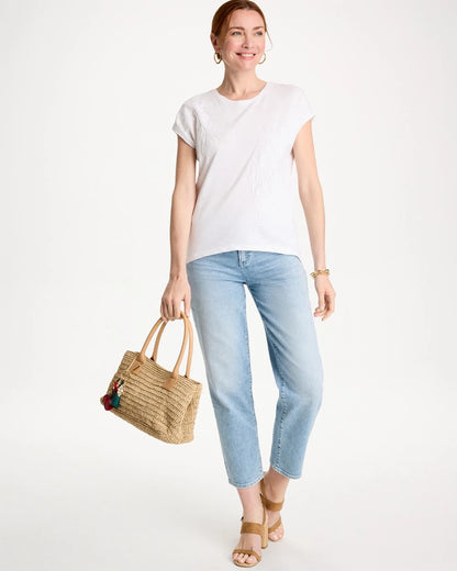 Chico's Quality | Cotton Slub Embroidered Wedge Tee