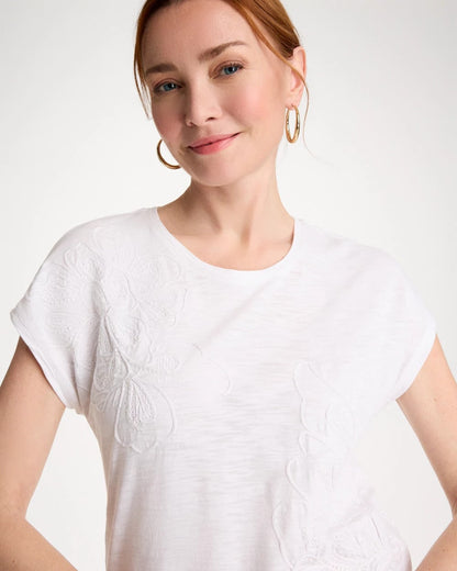 Chico's Quality | Cotton Slub Embroidered Wedge Tee