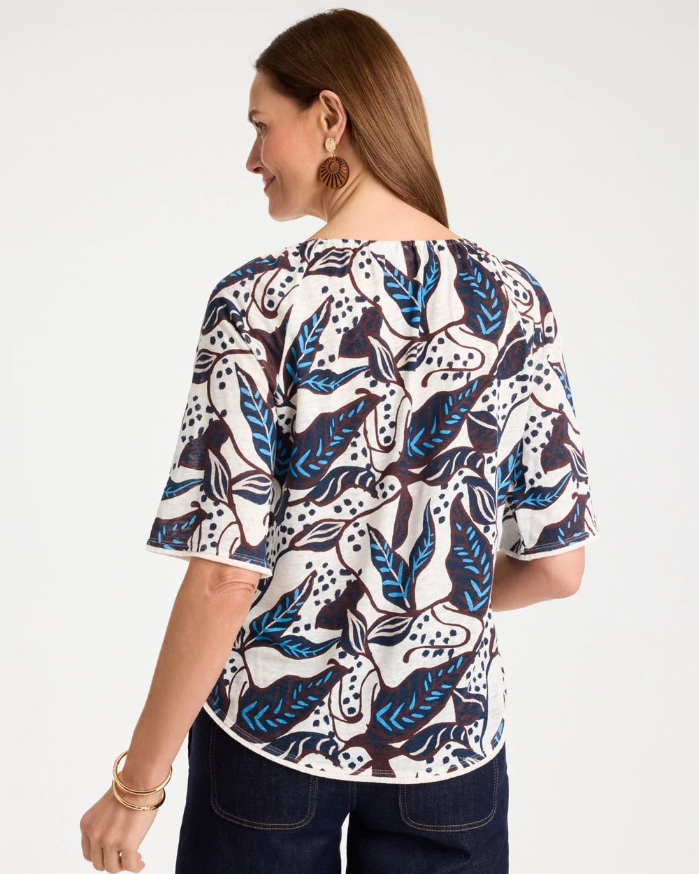 Chico's Signature | Printed Linen Fringed Tee