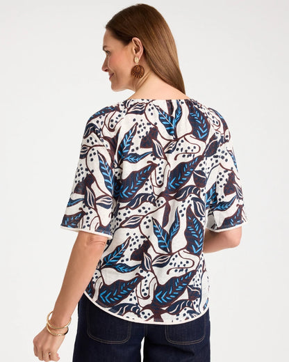 Chico's Signature | Printed Linen Fringed Tee