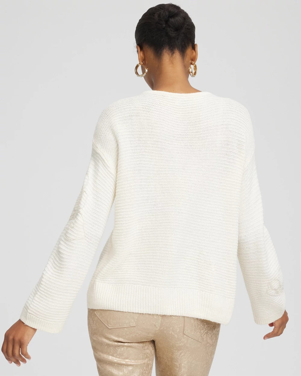 Chico's Classic | Tonal Embroidered Boatneck Pullover Sweater