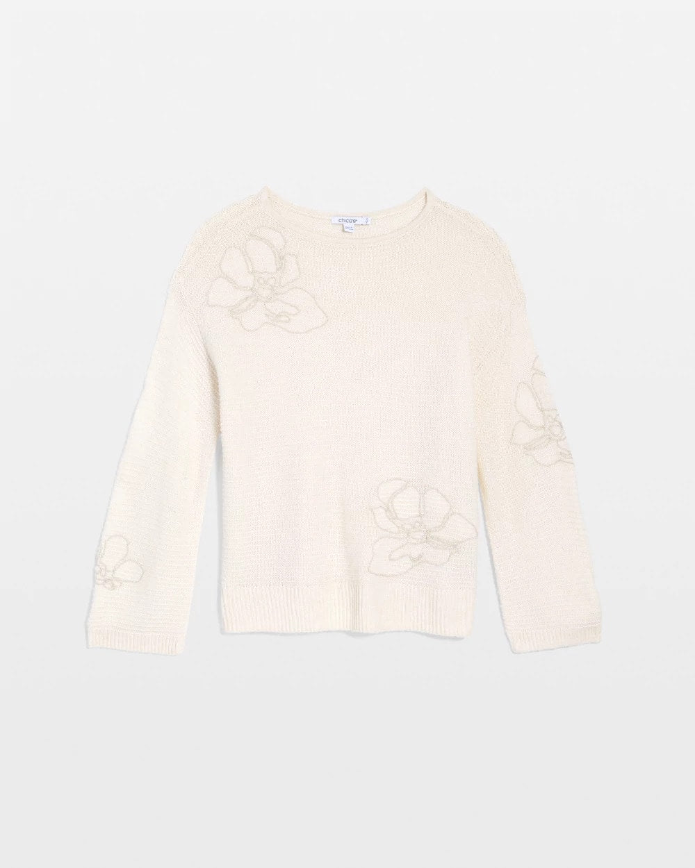 Chico's Classic | Tonal Embroidered Boatneck Pullover Sweater
