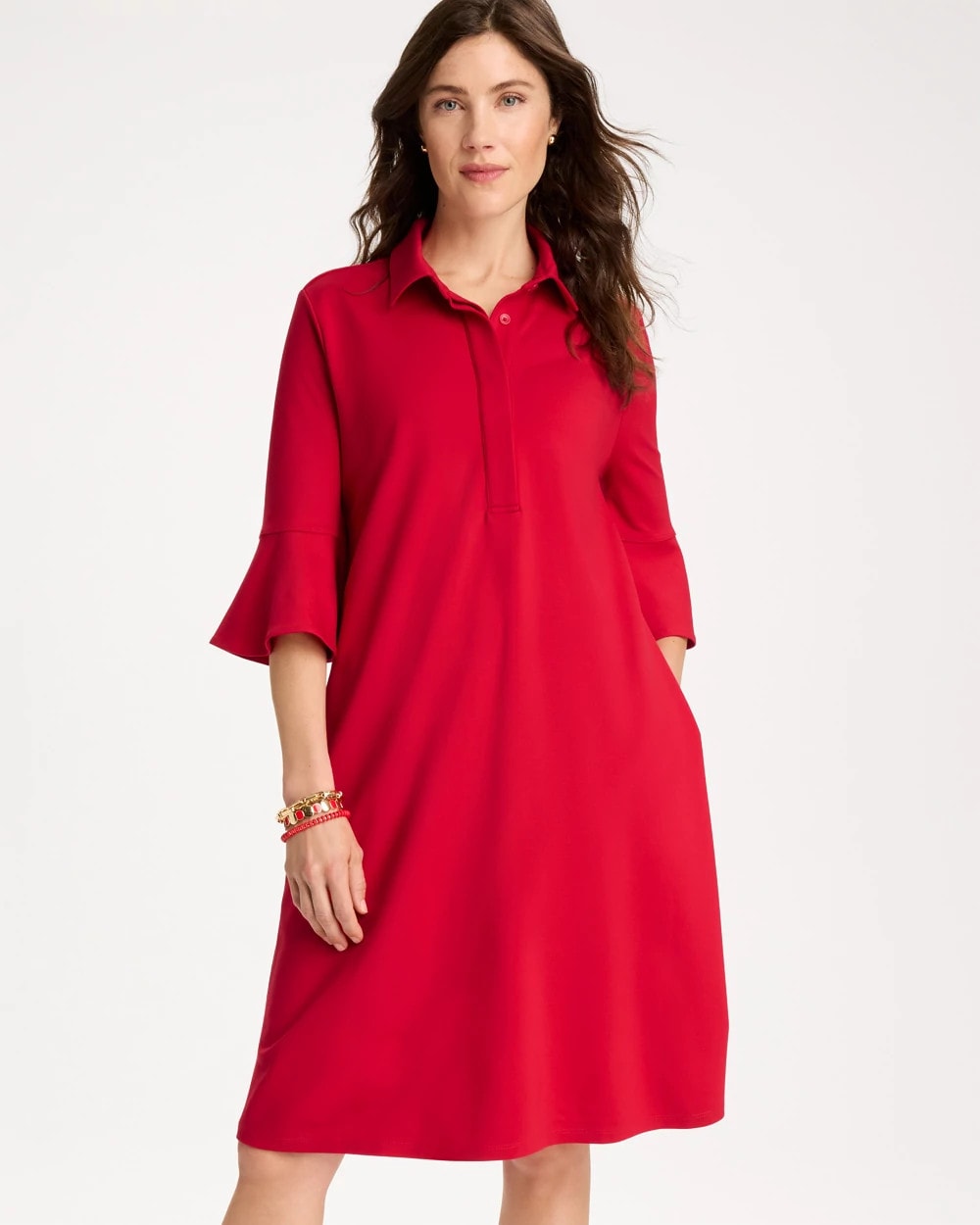 Chico's Deals | Ponte Knit Flounce Sleeve Dress