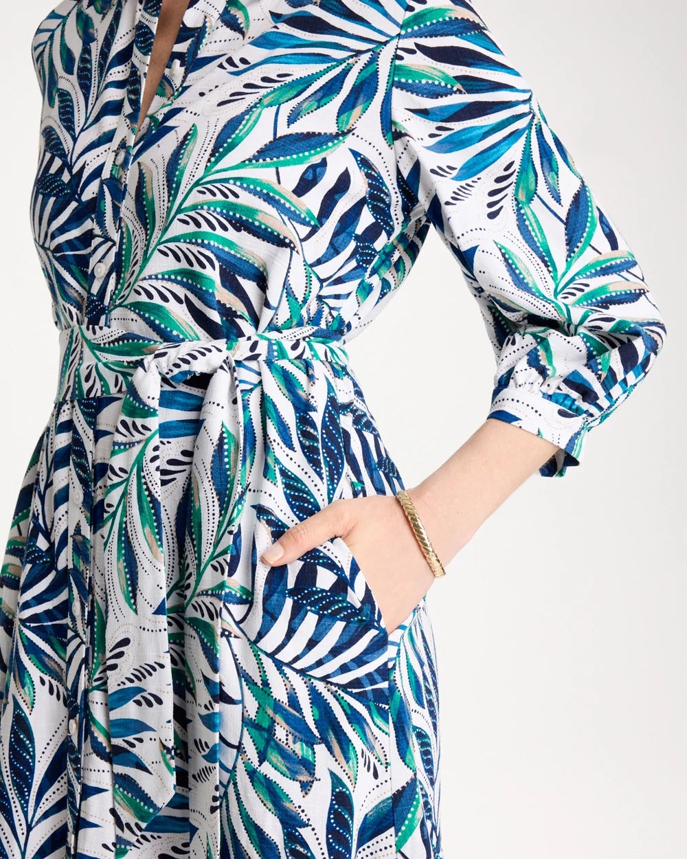 Chico's Deals | Palm Cotton-Rayon Slub Shirtdress