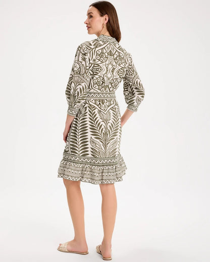 Chico's Smart Buy | Printed Cotton-Linen Belted Dress