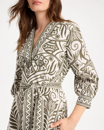 Chico's Smart Buy | Printed Cotton-Linen Belted Dress