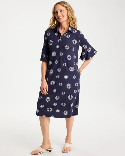 Chico's Premium | Printed Ponte Flounce Sleeve Dress
