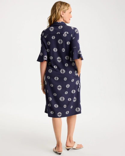 Chico's Premium | Printed Ponte Flounce Sleeve Dress