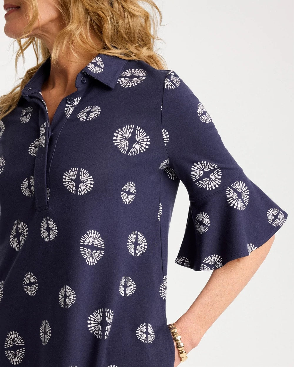 Chico's Premium | Printed Ponte Flounce Sleeve Dress