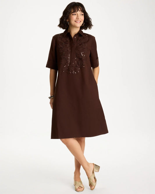 Chico's Popular | Embellished Linen Popover Dress