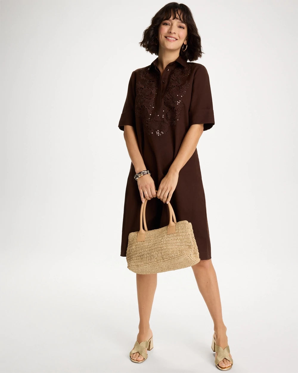 Chico's Popular | Embellished Linen Popover Dress