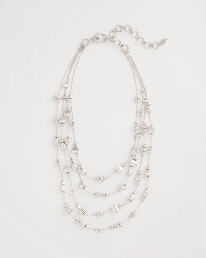 Chico's Essential | Silvertone Nugget Illusion Necklace