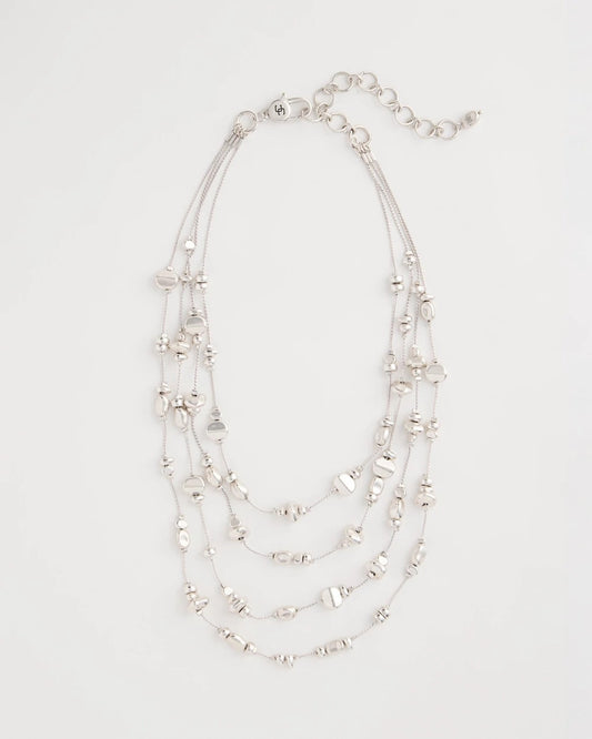 Chico's Essential | Silvertone Nugget Illusion Necklace