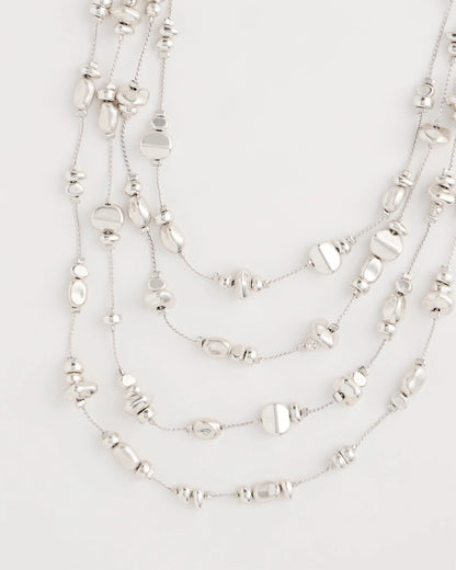 Chico's Essential | Silvertone Nugget Illusion Necklace