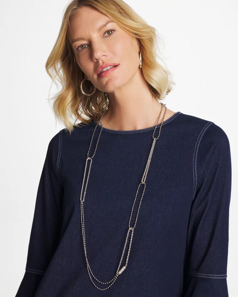 Chico's Featured | Long Silver Ball Chain Single Strand