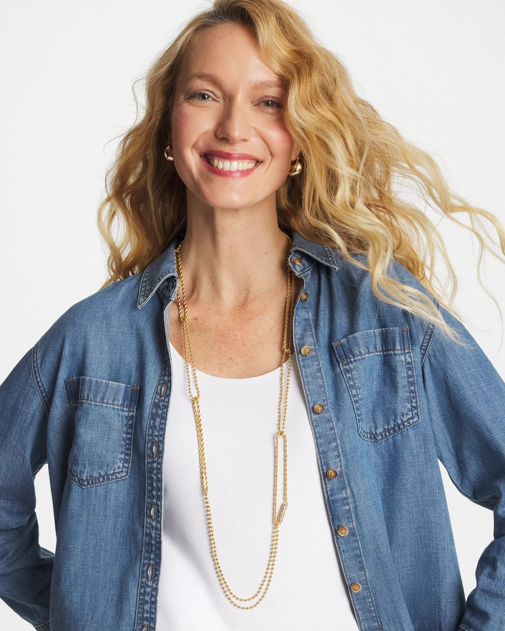 Chico's Discount | Long Gold Ball Chain Single Strand