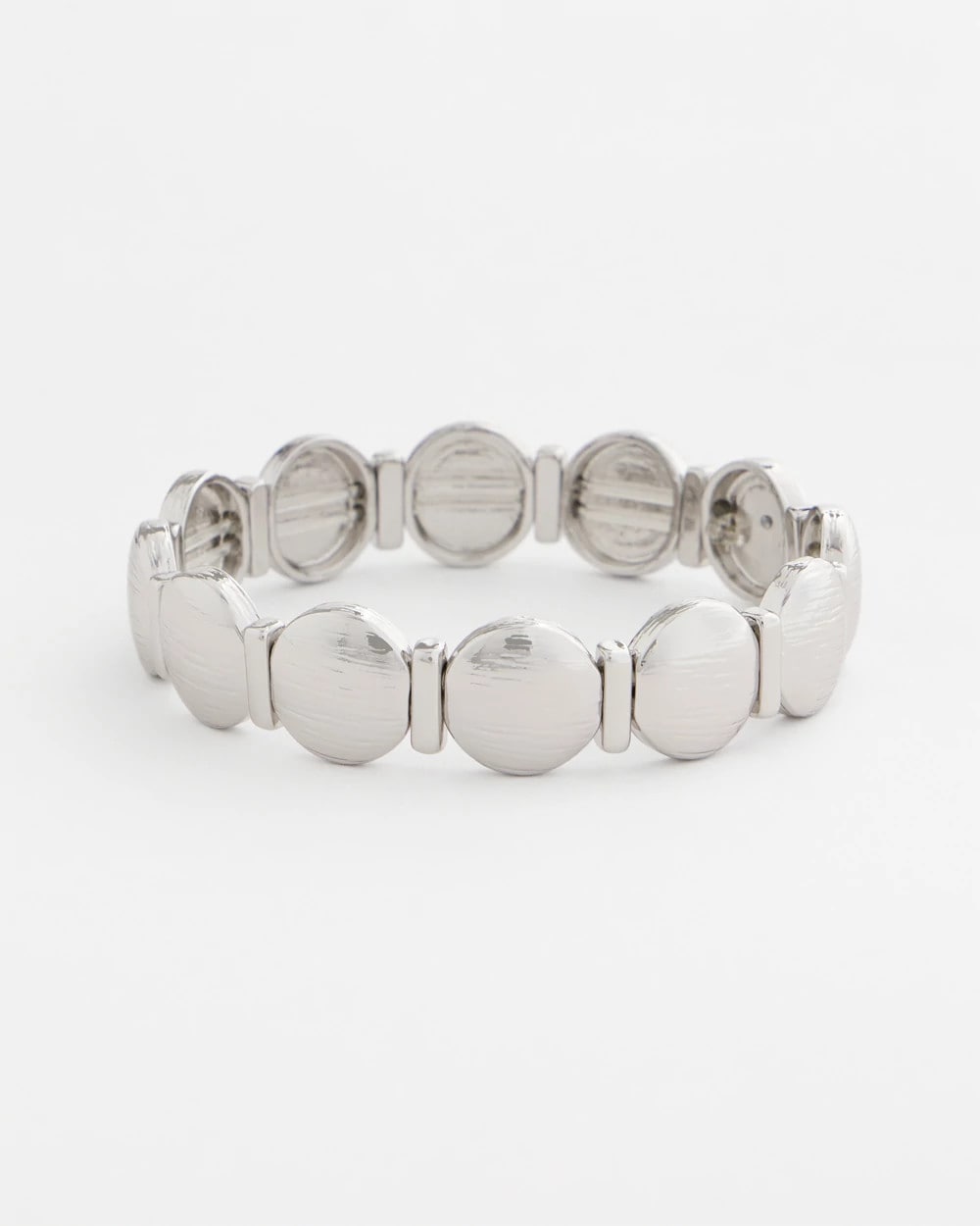 Chico's Trending | Silver Textured Circle Stretch Bracelet
