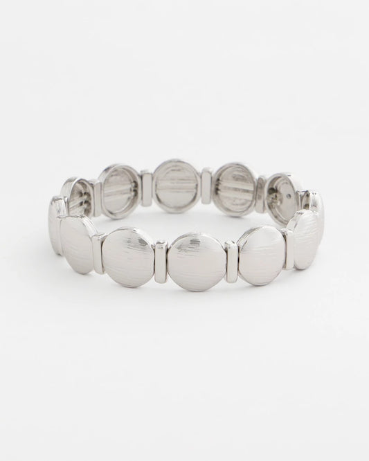 Chico's Trending | Silver Textured Circle Stretch Bracelet