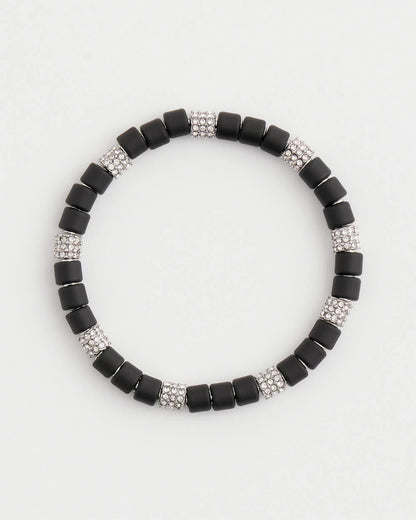 Chico's Essential | Black Barrel Bead Stretch Bracelet