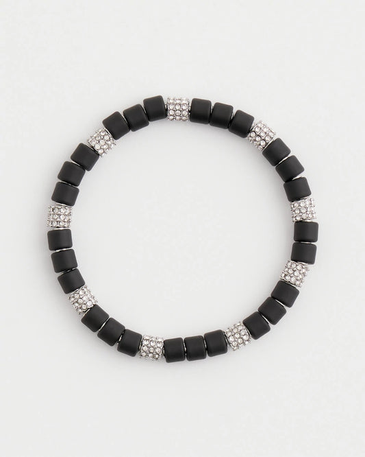 Chico's Essential | Black Barrel Bead Stretch Bracelet