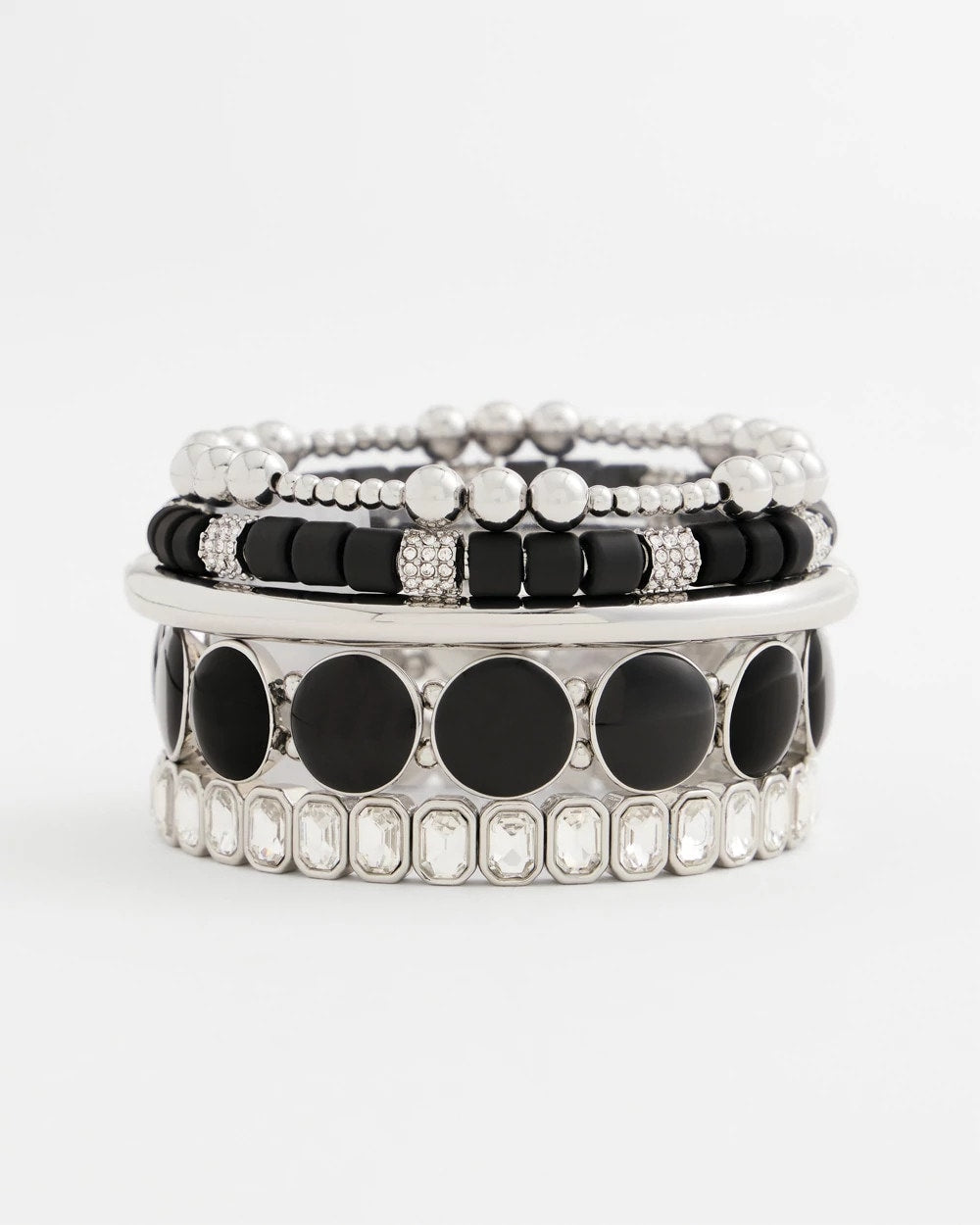 Chico's Essential | Black Barrel Bead Stretch Bracelet
