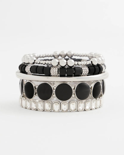 Chico's Essential | Black Barrel Bead Stretch Bracelet