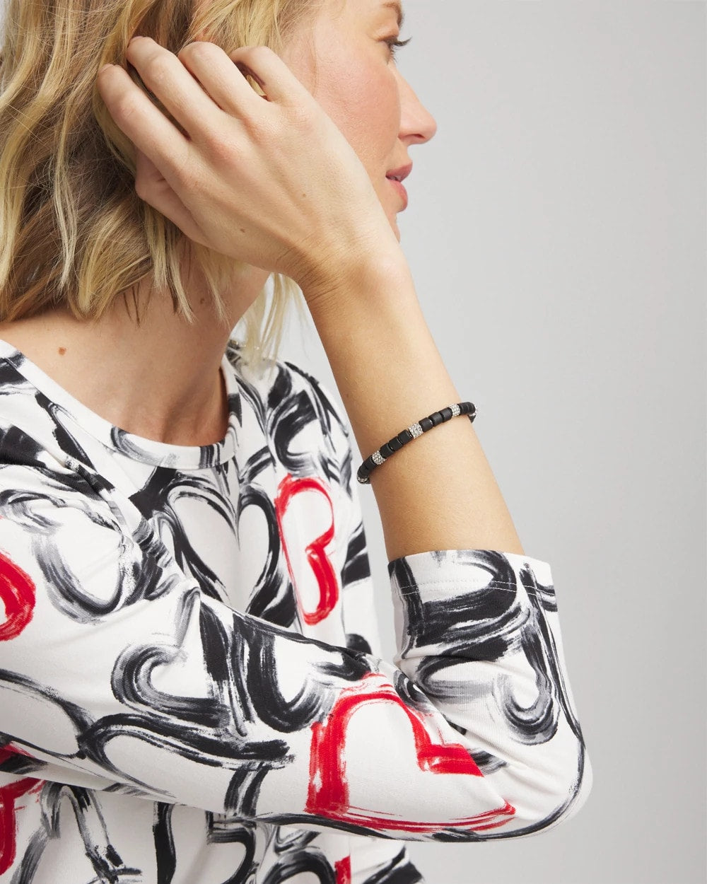 Chico's Essential | Black Barrel Bead Stretch Bracelet