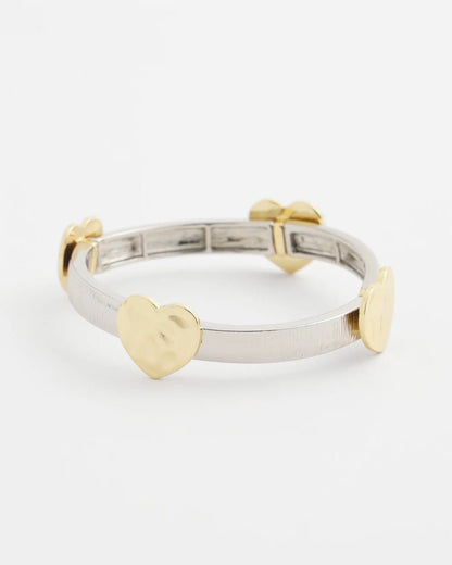 Chico's Classic | Mixed Metal Heart Stretch Bracelet