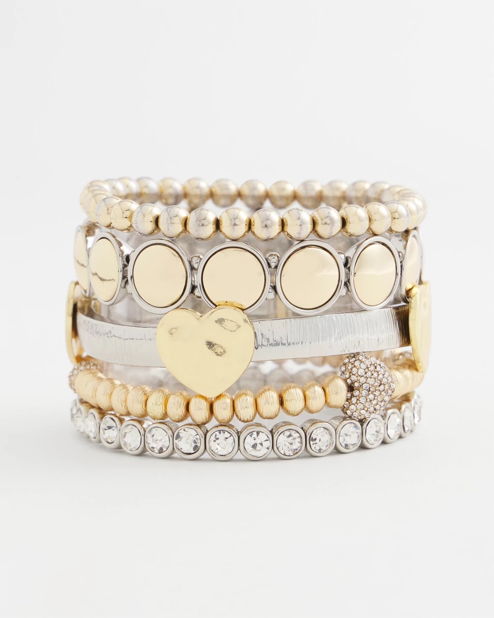Chico's Classic | Mixed Metal Heart Stretch Bracelet