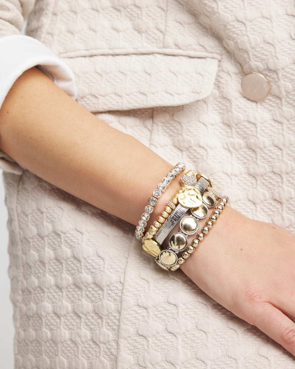 Chico's Classic | Mixed Metal Heart Stretch Bracelet