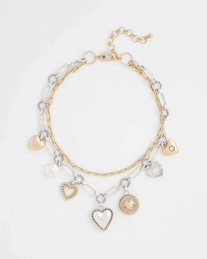 Chico's Quality | Mixed Metal Heart Charm Necklace