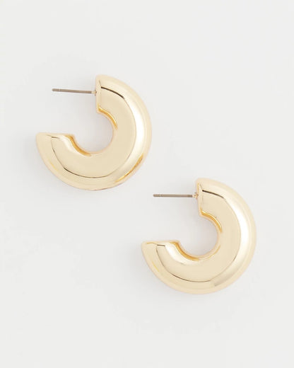 Chico's Everyday | Gold Puff Hoop Earrings