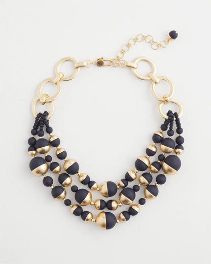 Chico's Popular | Gold & Navy Bead Necklace