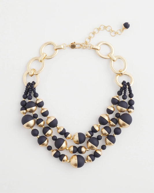 Chico's Popular | Gold & Navy Bead Necklace