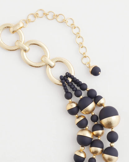 Chico's Popular | Gold & Navy Bead Necklace