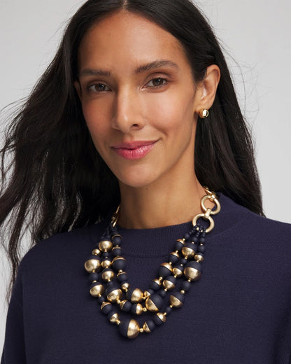 Chico's Popular | Gold & Navy Bead Necklace