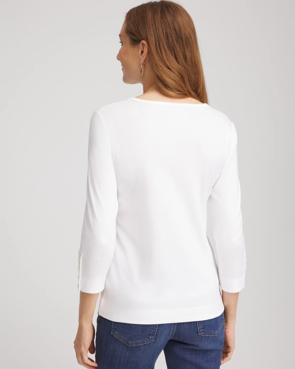 Chico's Recommended | Pima Cotton Crewneck Button Tee