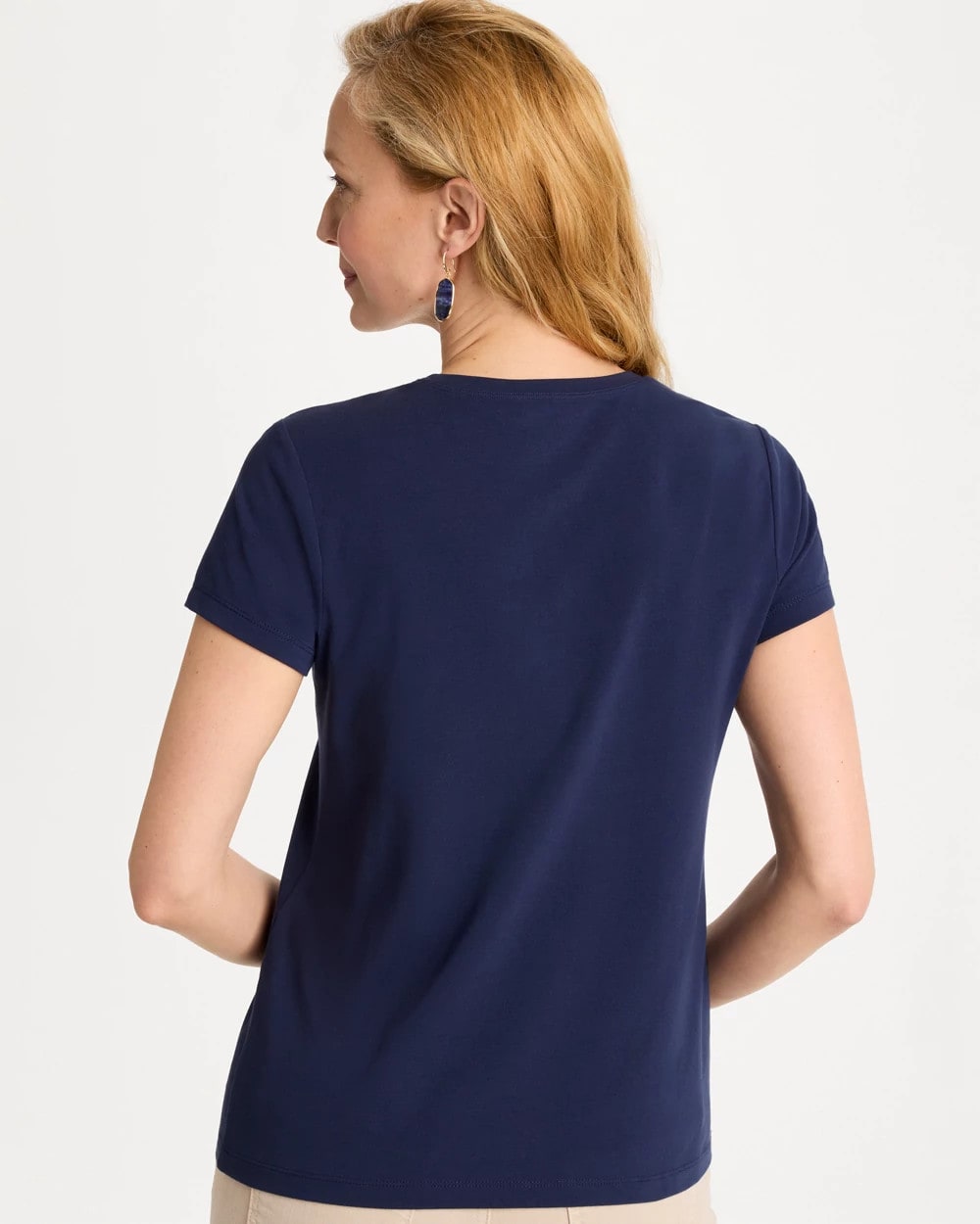 Chico's New | Cotton Stretch Cap Sleeve Embroidered Tee