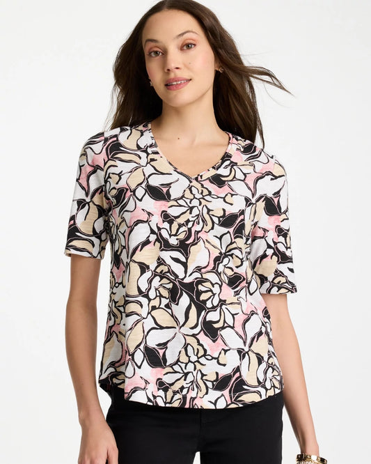 Chico's Special Offer | Printed Cotton Slub V-Neck Tee