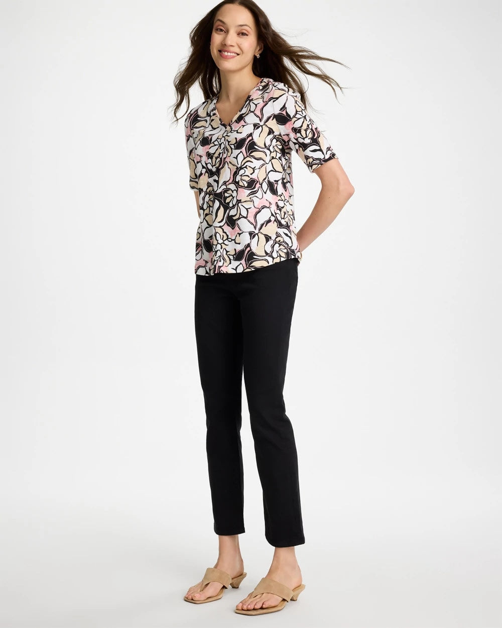 Chico's Special Offer | Printed Cotton Slub V-Neck Tee