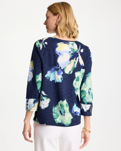 Chico's Everyday | Printed Slub Button Detail Tee