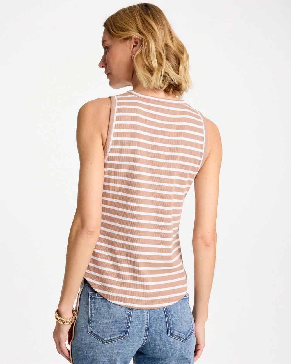 Chico's Trending | Striped High Neck Rib Tank