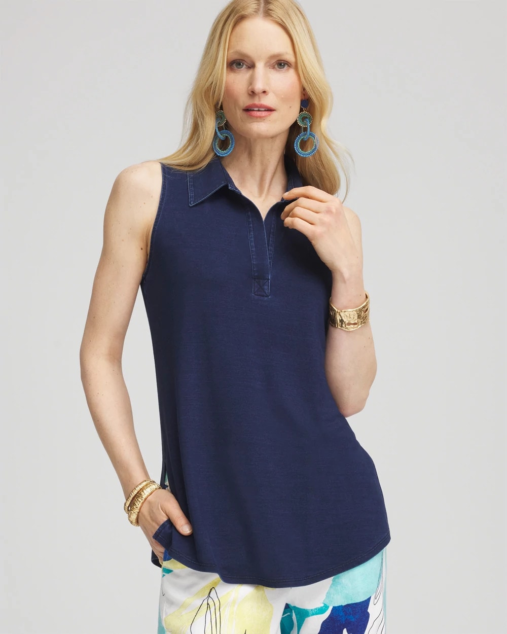 Chico's Essential | Denim Sleeveless Collared Tunic