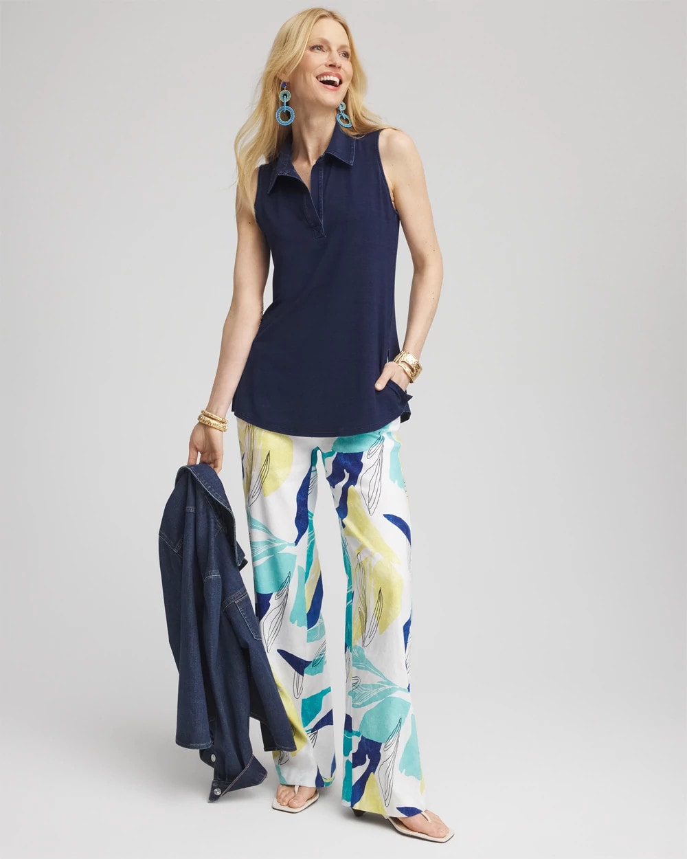 Chico's Essential | Denim Sleeveless Collared Tunic