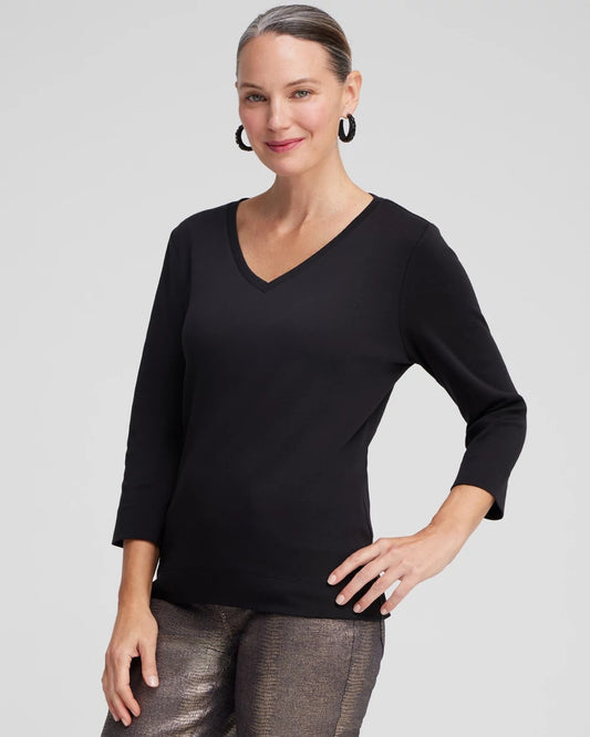 Chico's Quality | 3/4 Sleeve V-Neck Tee