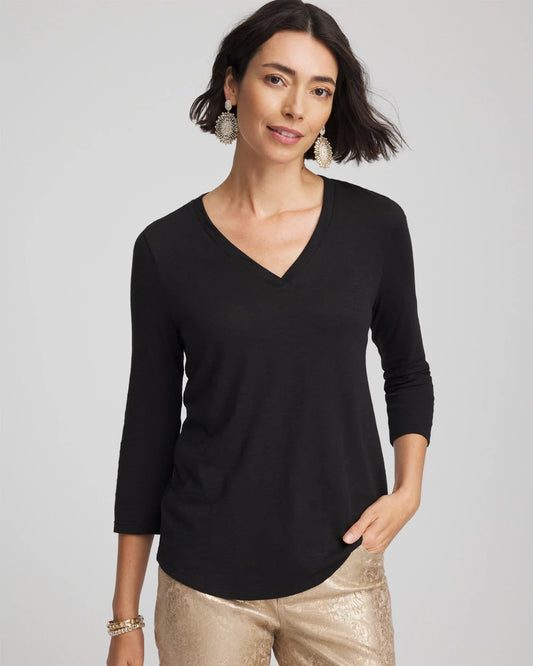 Chico's Great Value | Slub 3/4 Sleeve Tee