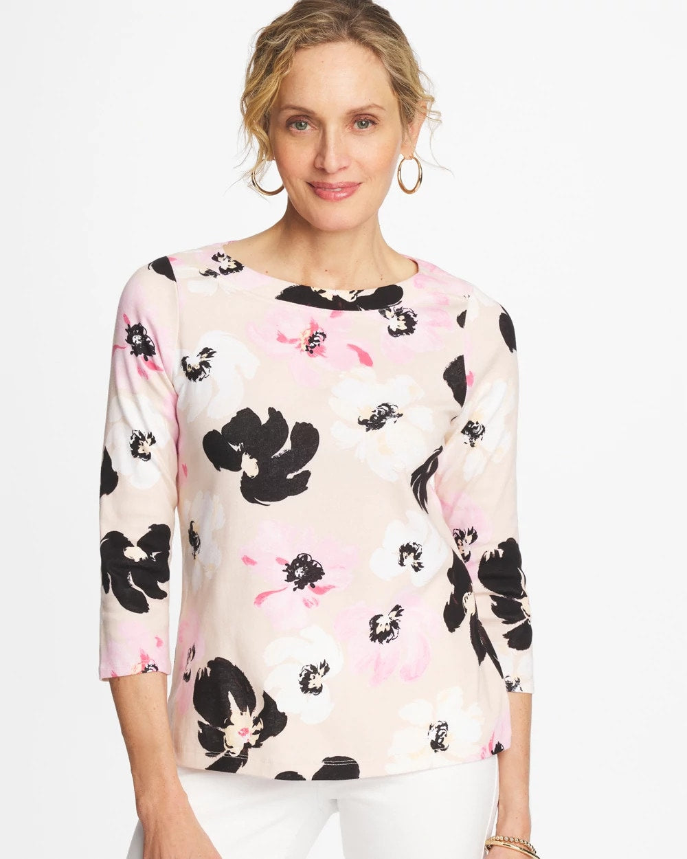 Chico's Trending | Printed Pima 3/4 Sleeve Tee