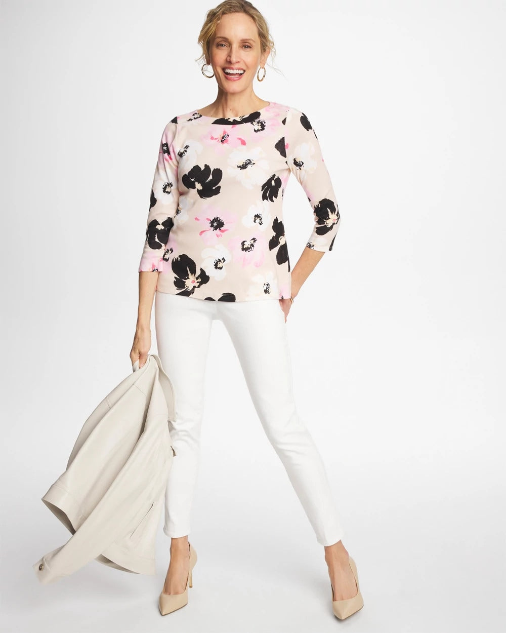 Chico's Trending | Printed Pima 3/4 Sleeve Tee