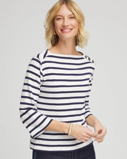Chico's Top Pick | Bateau Neck Stripe Top